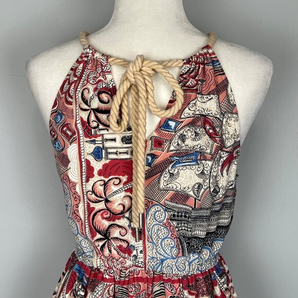 Anthropologie Floreat Womens Castle Lake Silk Dress Halter Rope Tie size Small - Picture 7 of 12